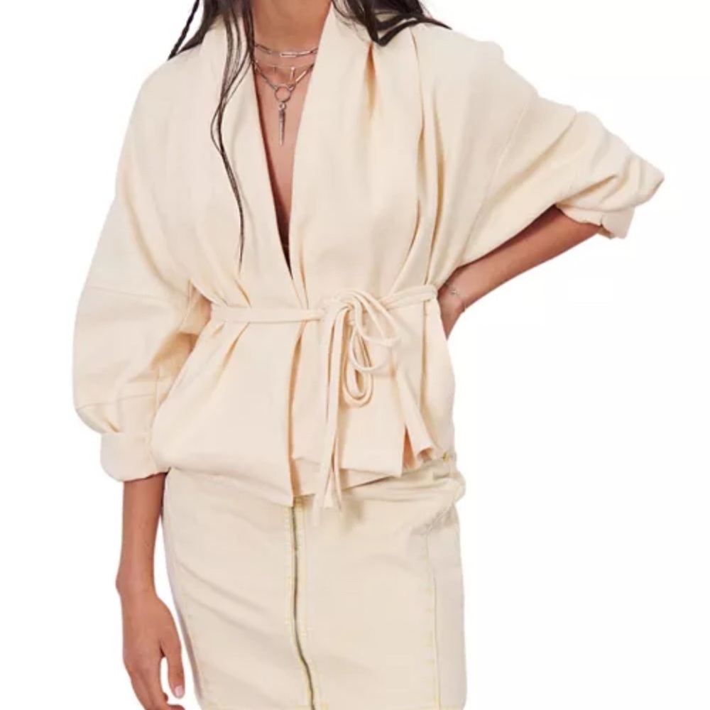 ba&sh Cream Tie-Waist Blazer